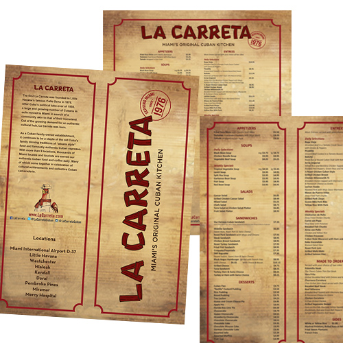 La Carreta take out menu / Designed by Jacob Rousseau